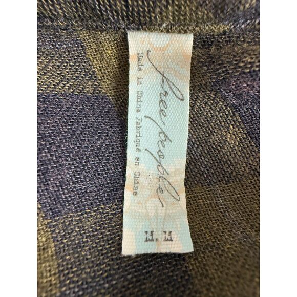 Free People Women's Snap Button Up Shirt Long Sleeve Green Blue Plaid Size M - Picture 4 of 11